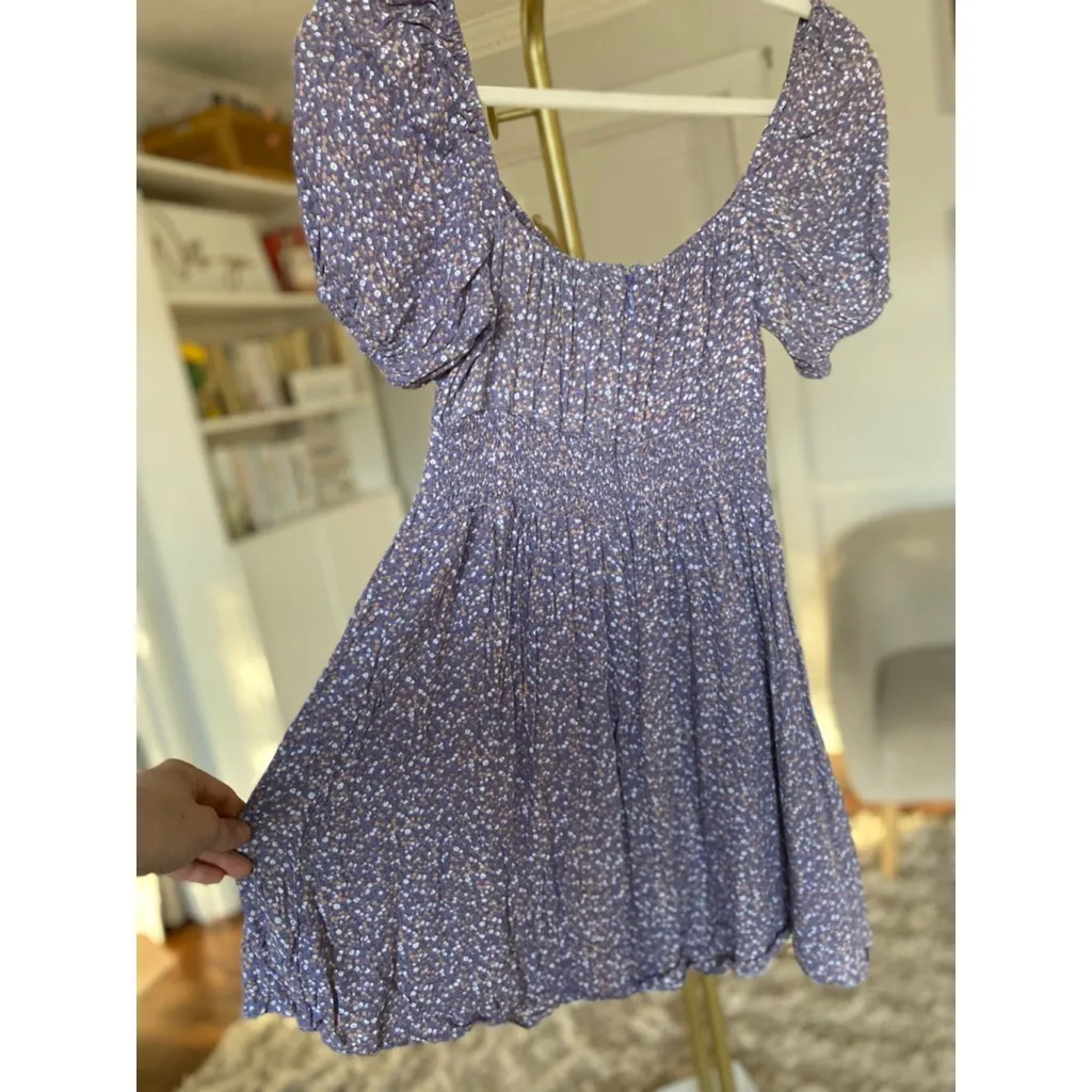 Forever 21 Ditsy Floral Mini Dress Lavender Puff Sleeve Babydoll Soft Femme Y2K - Image 3
