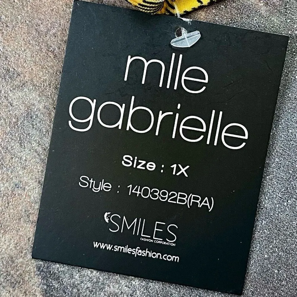 NWT Mlle Gabrielle Women’s Yellow Black Plaid Pull-on Leggings 1X - Image 5