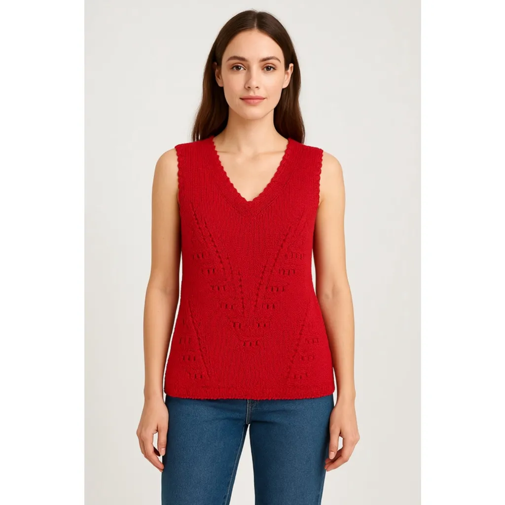 Women's Reflections by Spiegel Red Knit V - Image 7