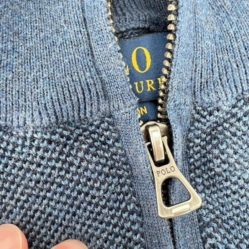 Polo Ralph Lauren Men's Pima Cotton Full-Zip Sweater Vest Navy Blue‎ Size Medium - Image 9