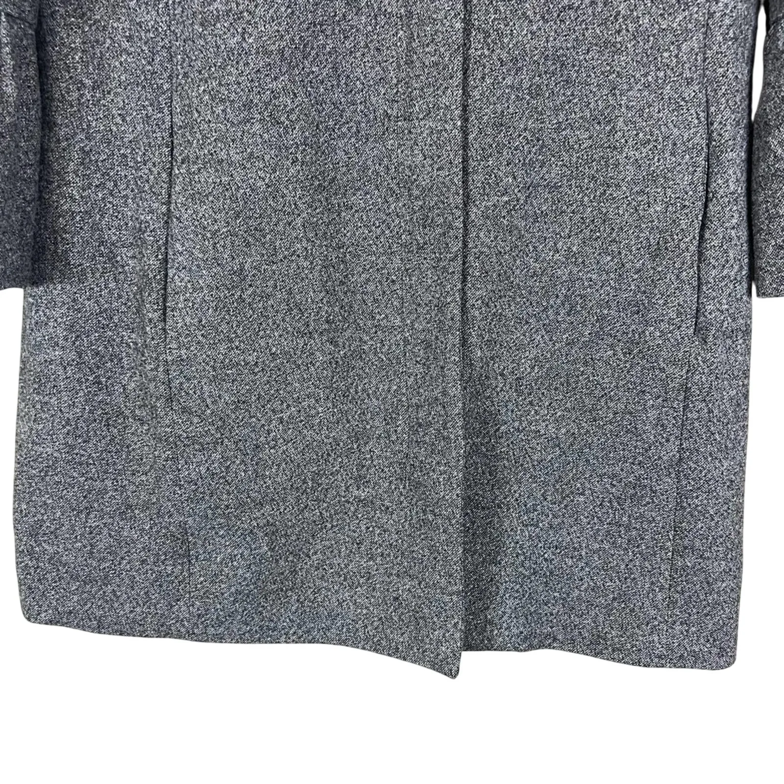 H&M Coat Womens 8 Gray Flare Sleeve Lined Collarless Minimalist Modern Old Money - Image 5