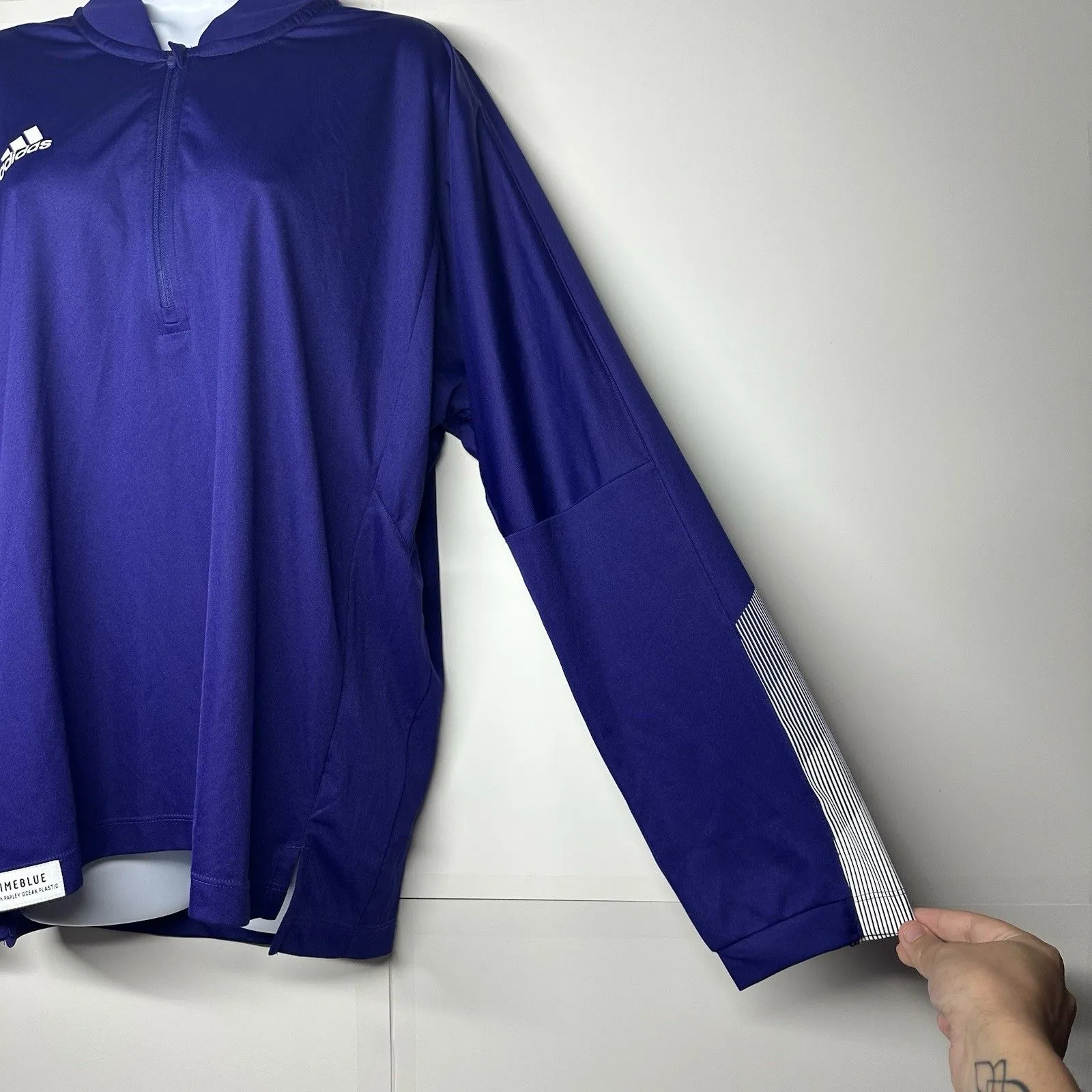 Adidas Women's Primeblue Half Zip Pullover Medium Purple Long Sleeve Top - Image 5