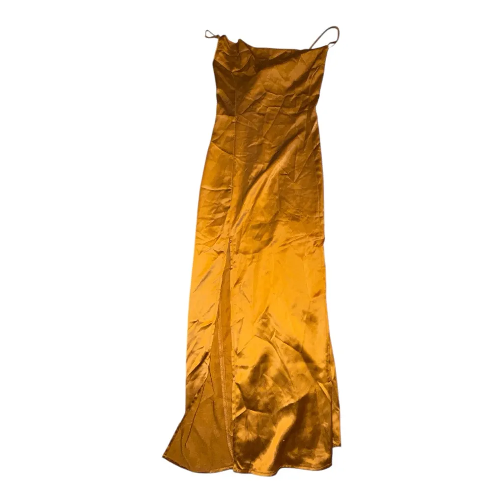Elegant Brown Satin Dress - Image 2