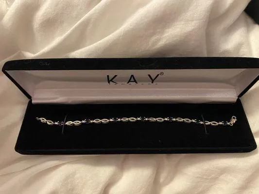 Sapphire Bracelet with Diamonds Sterling Silver - Image 3