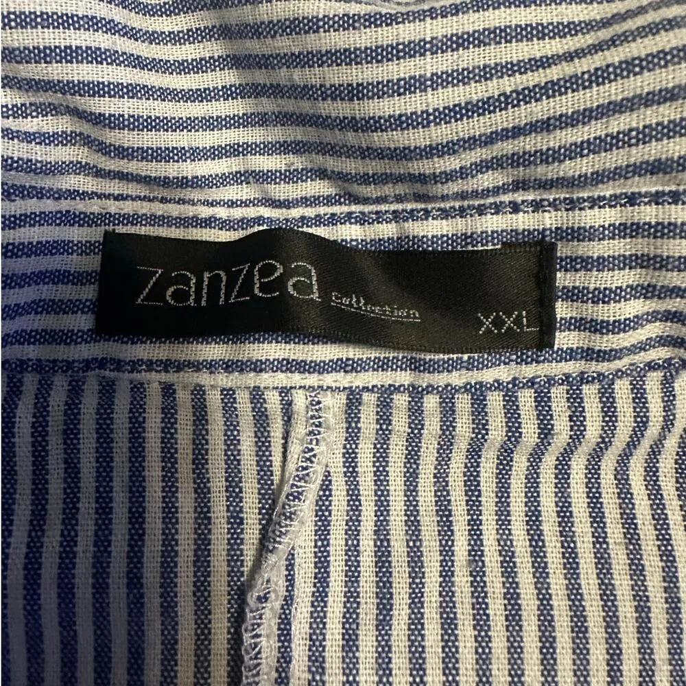Zanzea Loose Striped Button Maxi Shirt Dress Plus Size XXL Blue White Coastal - Image 5