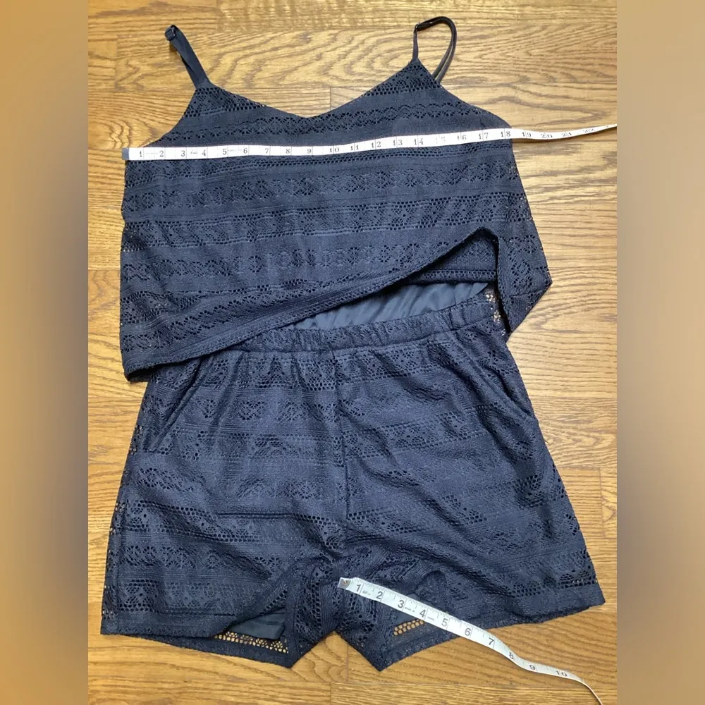 Rewind romper. Navy crochet/lace. Size Large. - Image 11