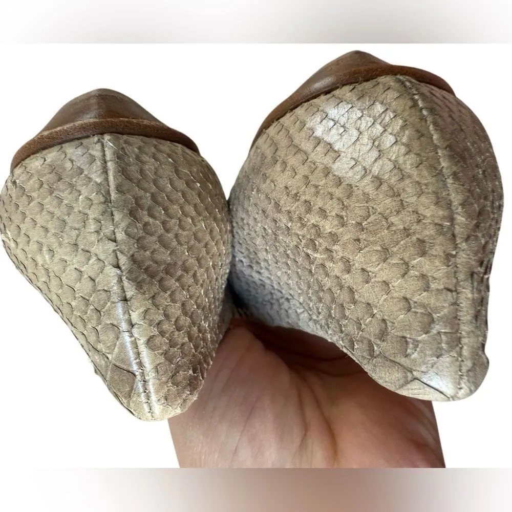 Attilio Giusti Leombruni Elegant Textured Leather Snakeskin Flats Size 7 Women’s - Image 5