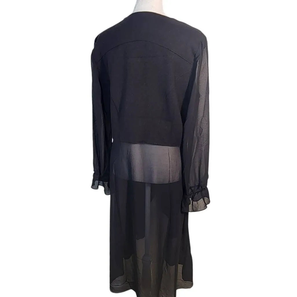 Simply Noelle Black Chiffon and Knit Zip-Up Jacket NWT Size Small/Medium - Image 2