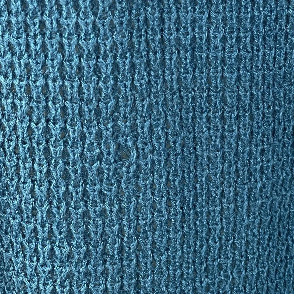 Black Tape SZ X Sweater Dolman Sleeve Chunky Knit Crew Neck Oversized Teal Blue - Image 6