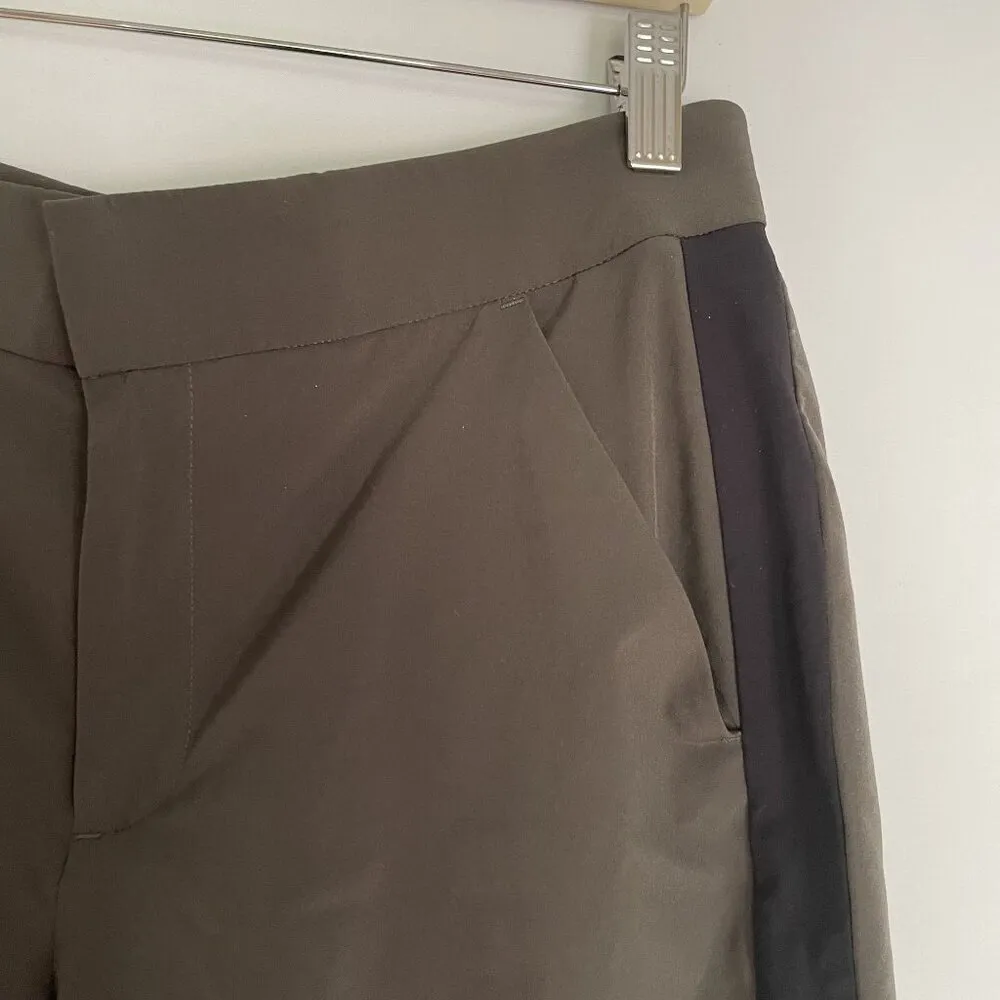 Athleta size 6 women's racer side stripe gray and black mid length summer shorts - Image 3