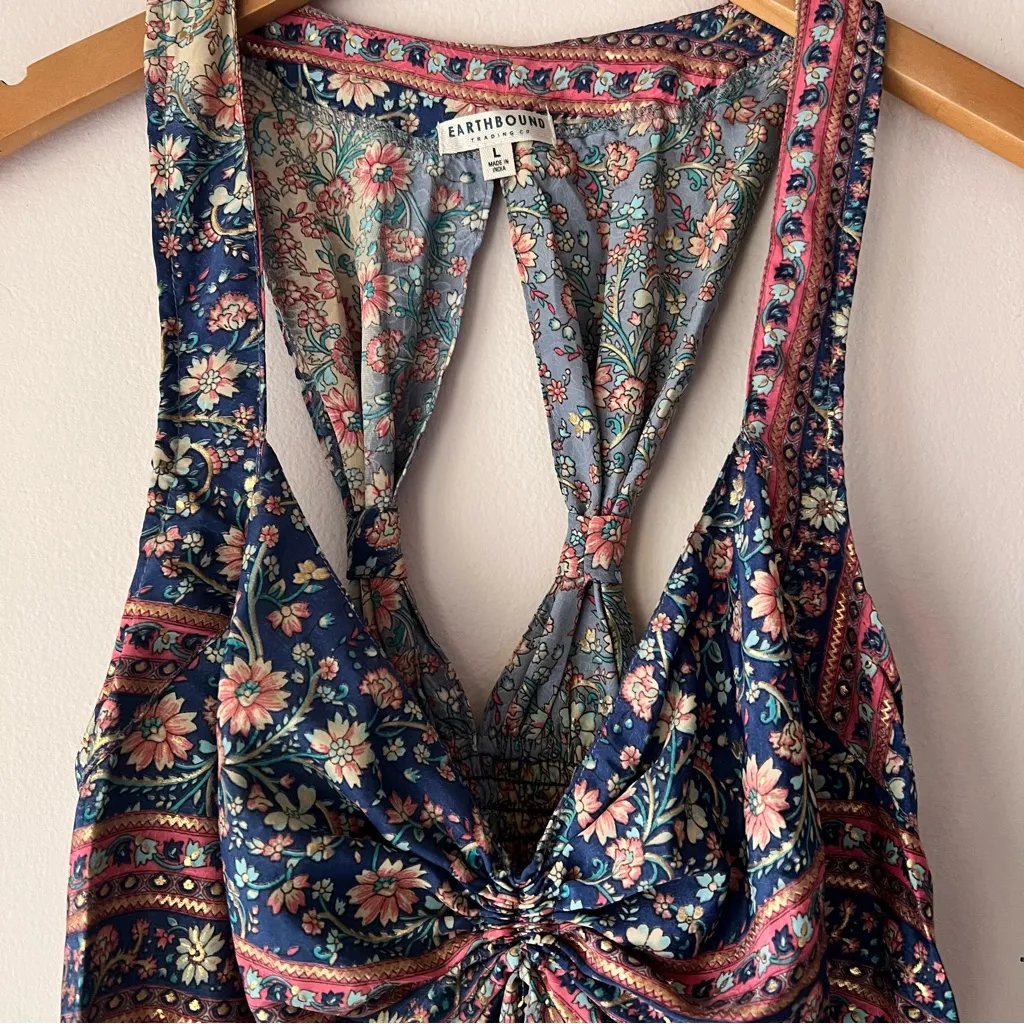 EARTHBOUND TRADING CO sleeveless silky dress Women's SIZE LARGE boho‎ hippie - Image 2