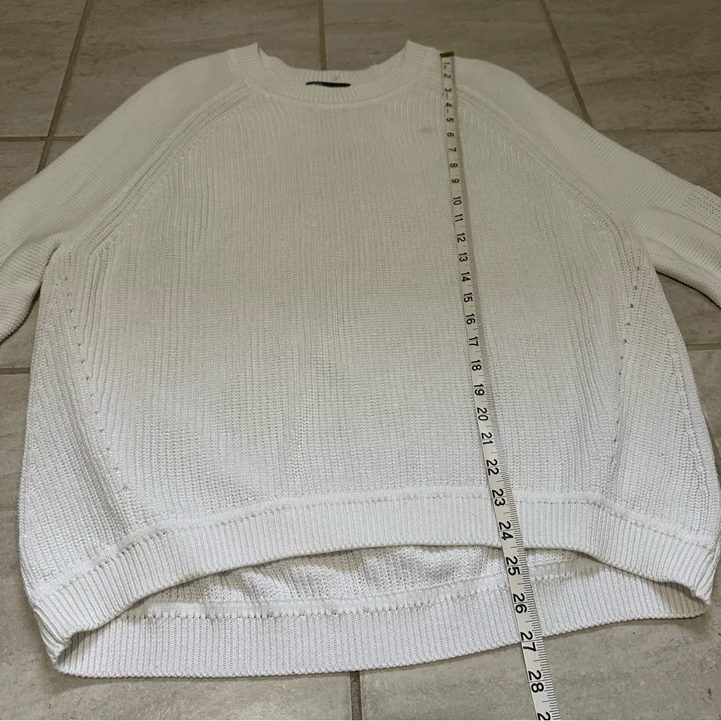 Vince White Knit Raglan Sleeve Fisherman Sweater Sz XL Drop Shoulder Minimalist - Image 10