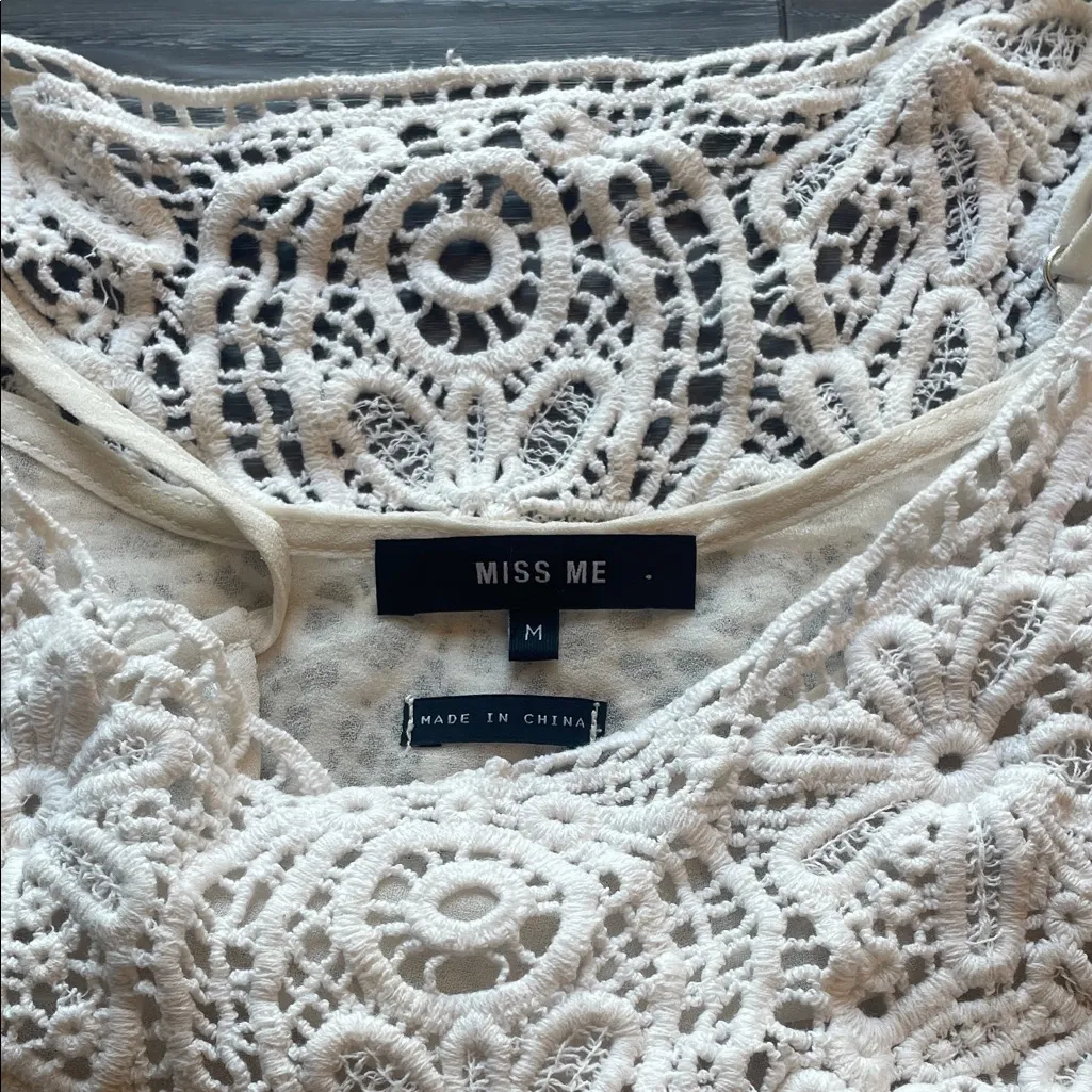Miss Me White Lace Tank Top - Image 2