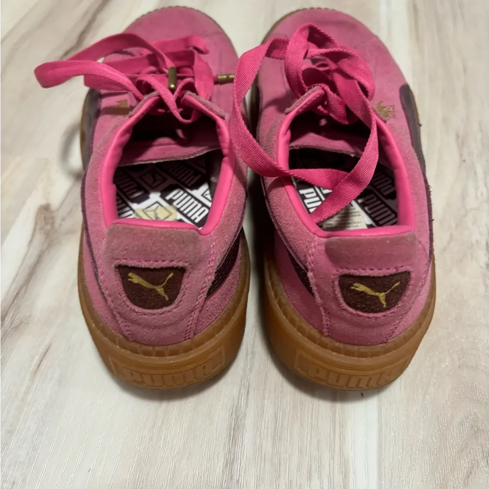 Puma Women's Pink Suede Platform Sneakers - Image 2
