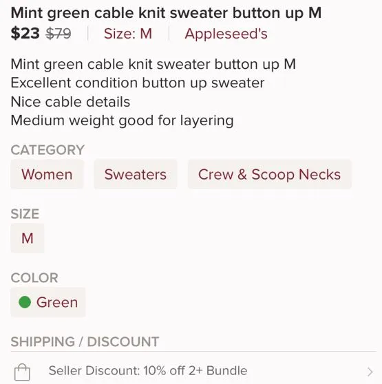 Cable Knit Mint Green Sweater size m - Image 6