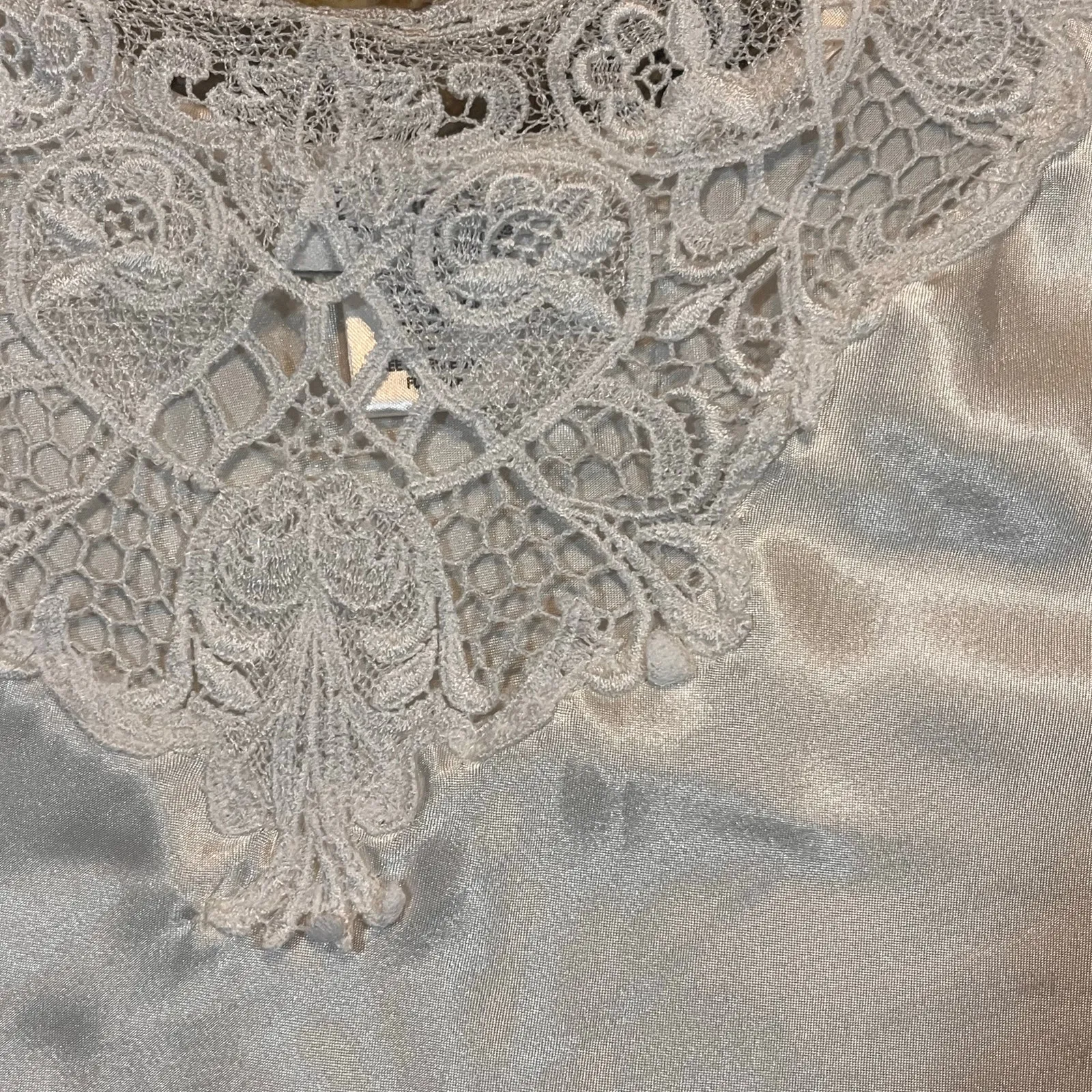 Vintage Cinema Etoile Womens 3XL Ivory Satin Lace Camisole Tank Top Elegant Size undefined - Image 4