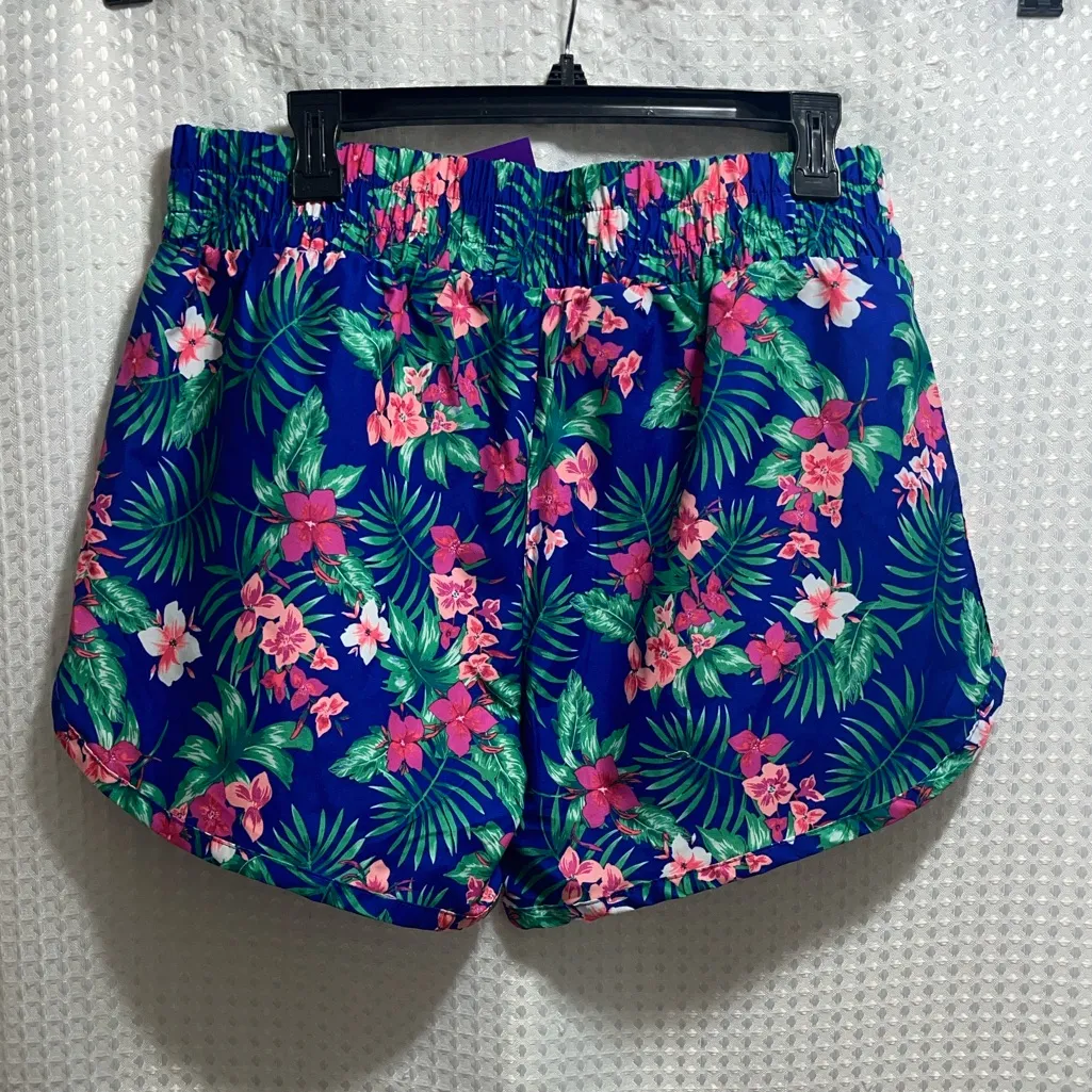 Sugar & Jade Women’s XXL (20/22) Floral Print Shorts Neon Blue Tropical Hawaiian - Image 4