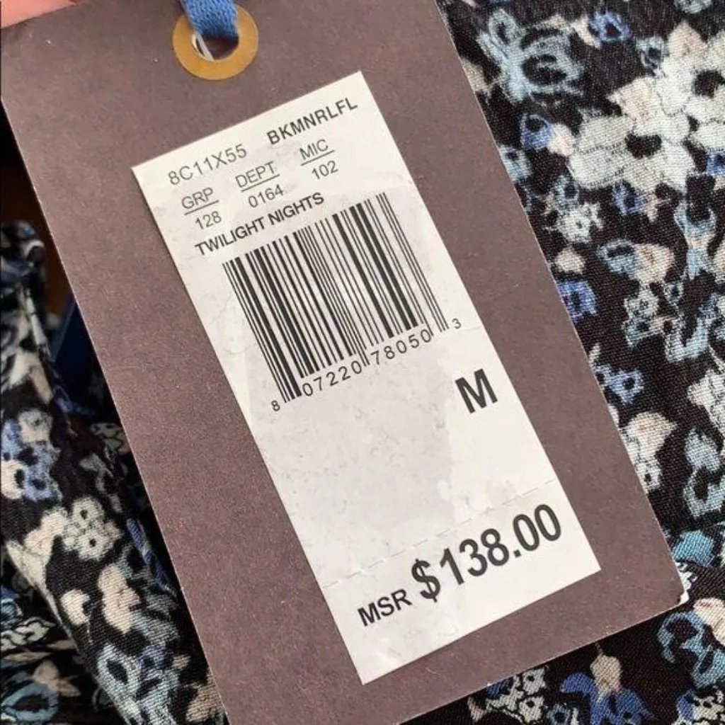 Chelsea & Violet Wrap Dress  Size Medium Blue Floral Midi Ruffle Long Sleeve New - Image 4