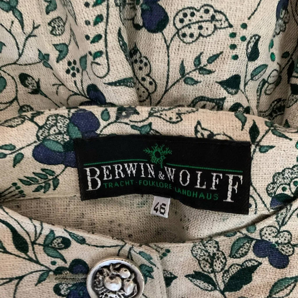 Berwin & Wolff Tracht Folkloric Costume Peasant Short Sleeve Dirndl Dress, 46 Gray Size XL - Image 10