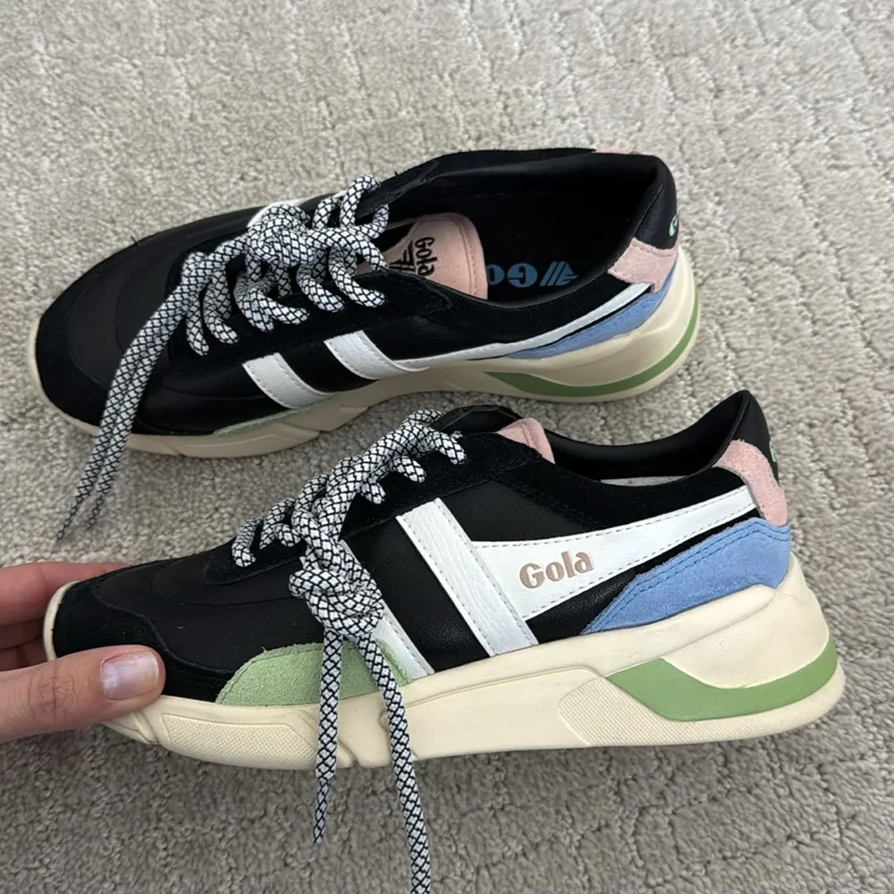 Gola Eclipse Trident Leather Sneaker Shoe Women’s Size 5 US Black Pink Green - Image 4