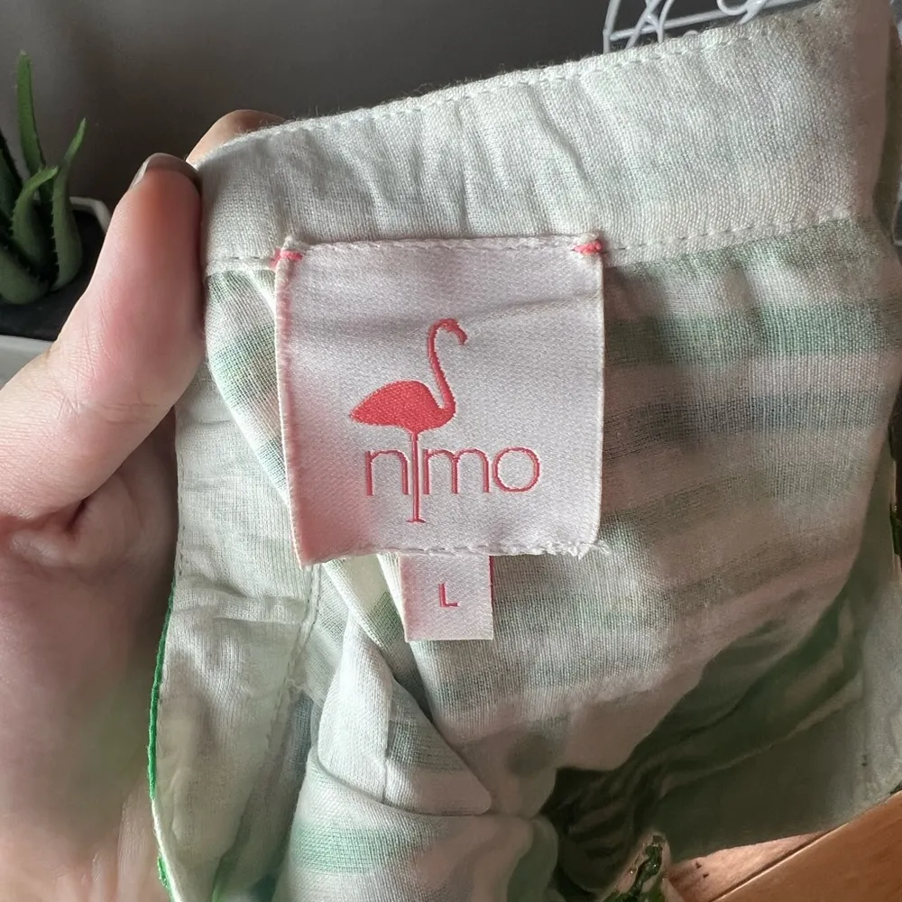 Nimo TuckerNuck Palm Tree Green Stripe Cotton Maxi Dress Preppy Resortwear Sz L Size L - Image 6