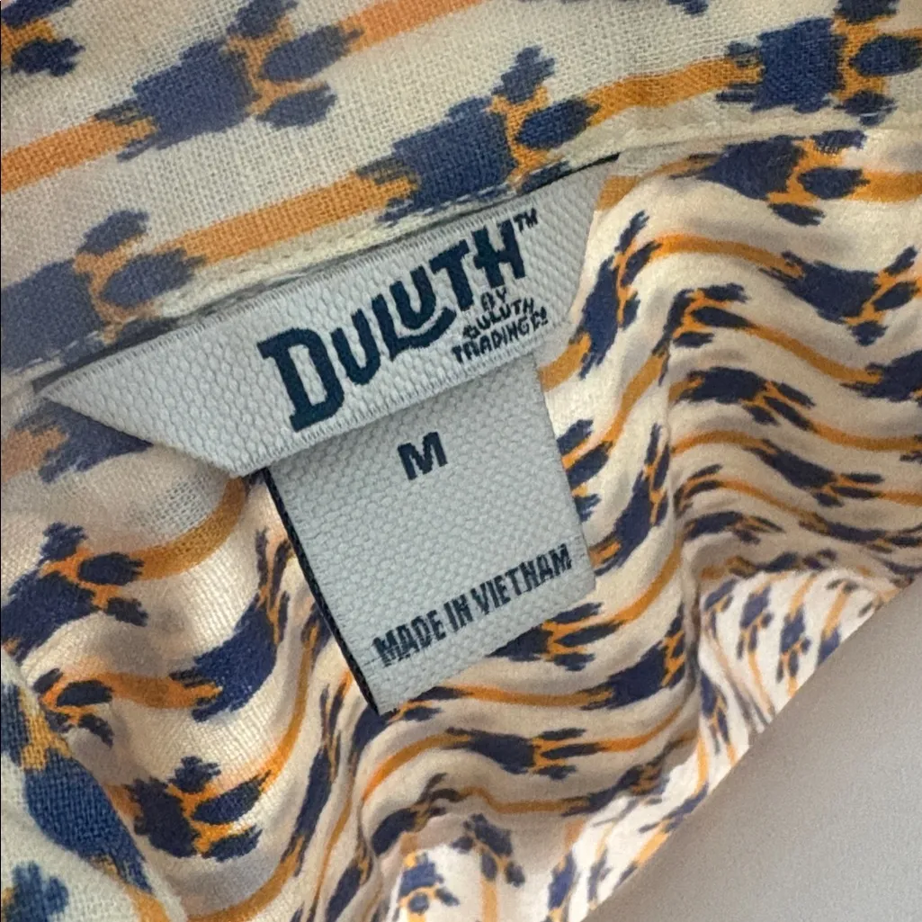 Duluth Trading Co Shirt Women M Artisan Hemp Cotton Short Sleeves Paw Print Yellow Size M - Image 4