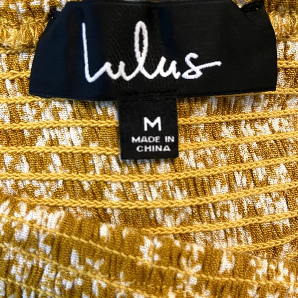 Lulu's Picking Daisies Dress Off Shoulder Bell Sleeve Mini Floral Print Yellow M - Image 3