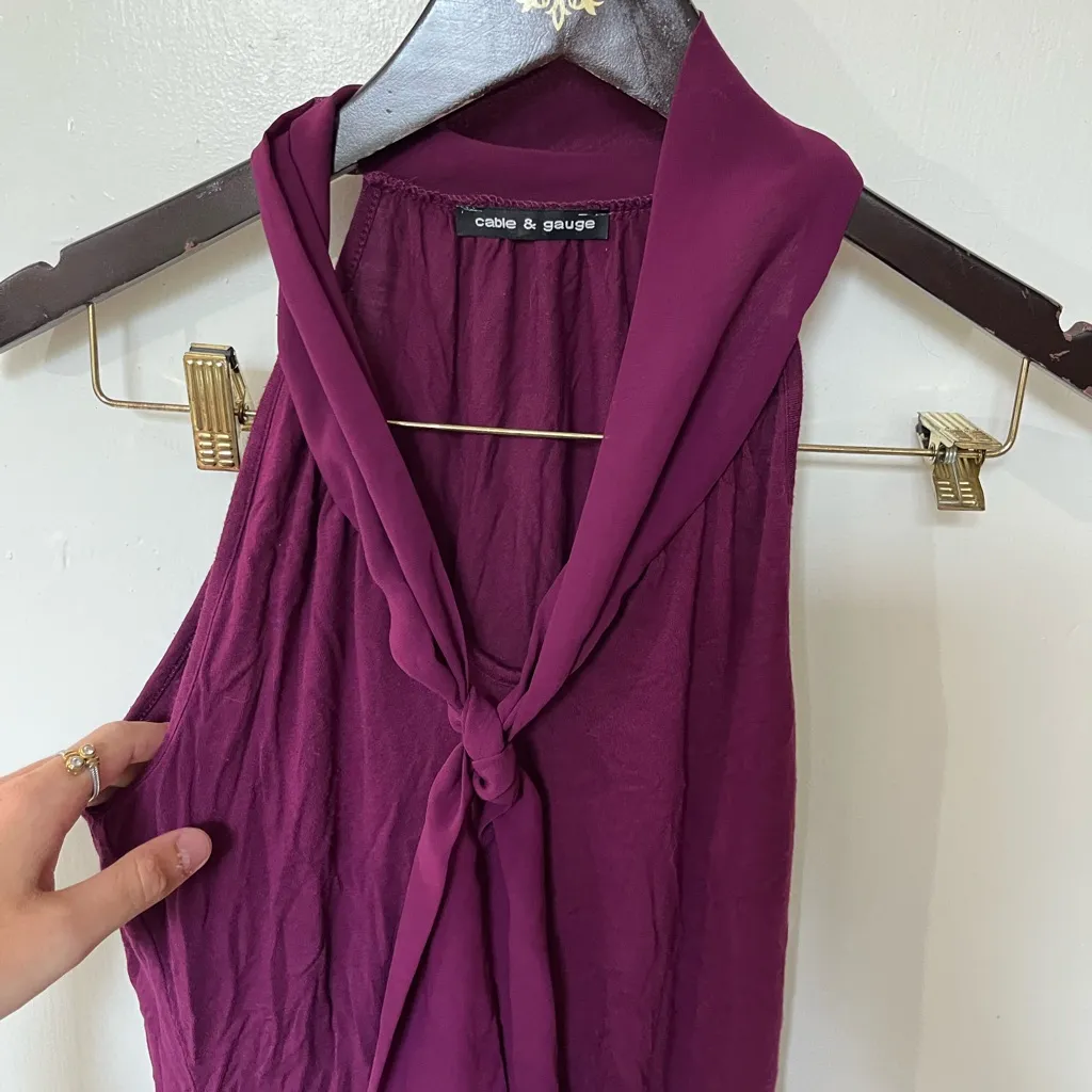 Cable & Gauge Red Tie Front Sleeveless Tank - Image 4