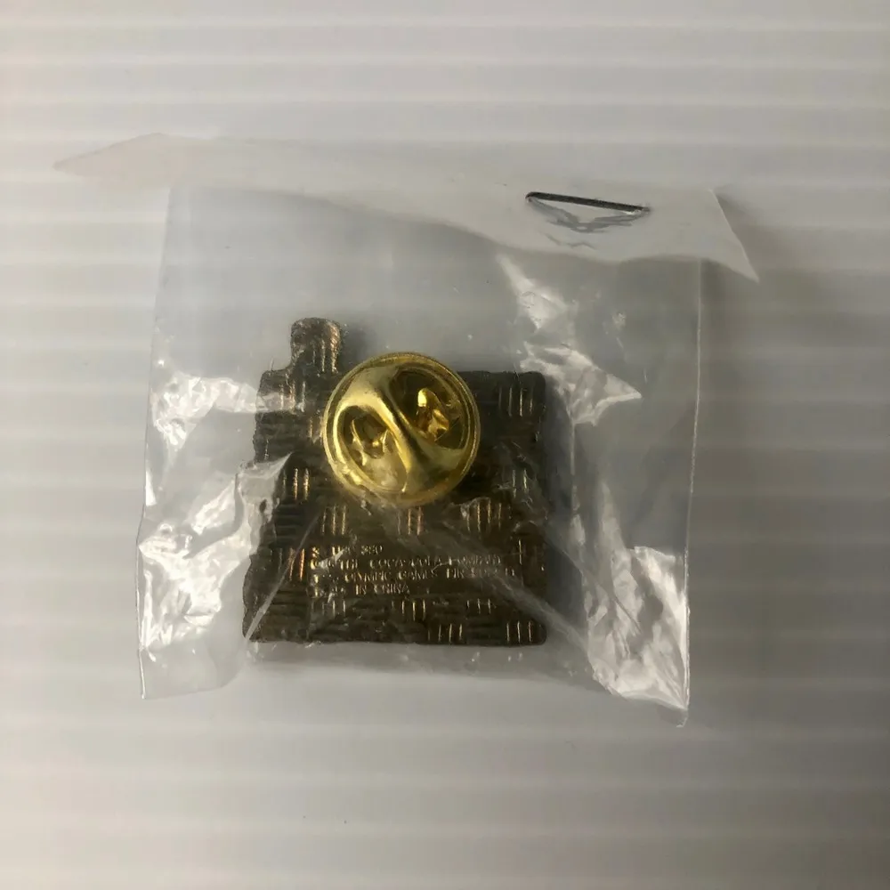 Vintage Coca Cola Olympic Rings Atlanta 1996 Coke Bottle Lapel Hat Pin Back Red - Image 2