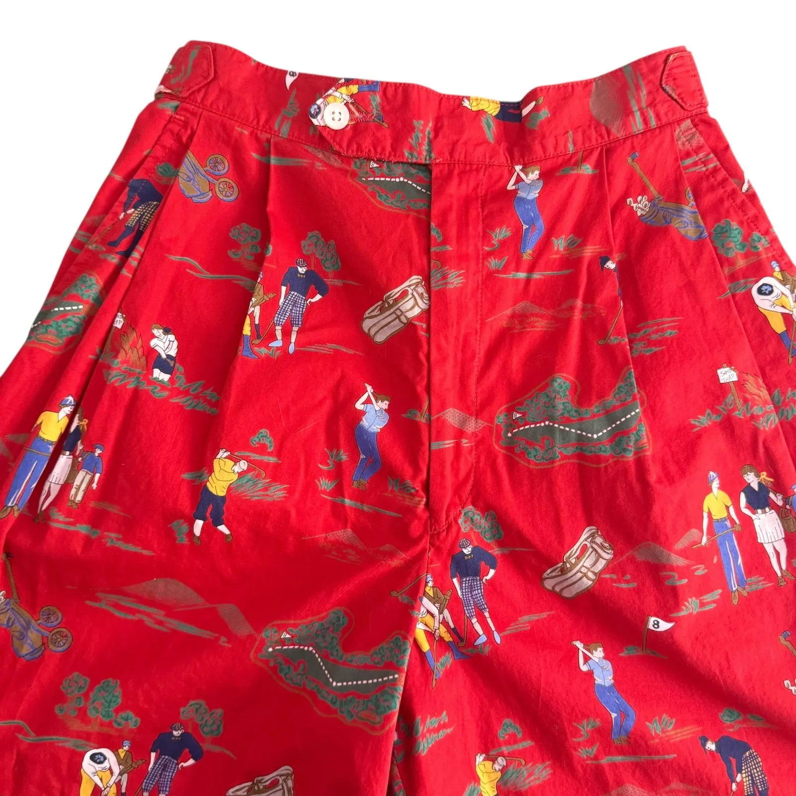Vintage Womens Novelty Print Golf Shorts‎ Size 10 USA Made High Waited Retro Red - Image 7