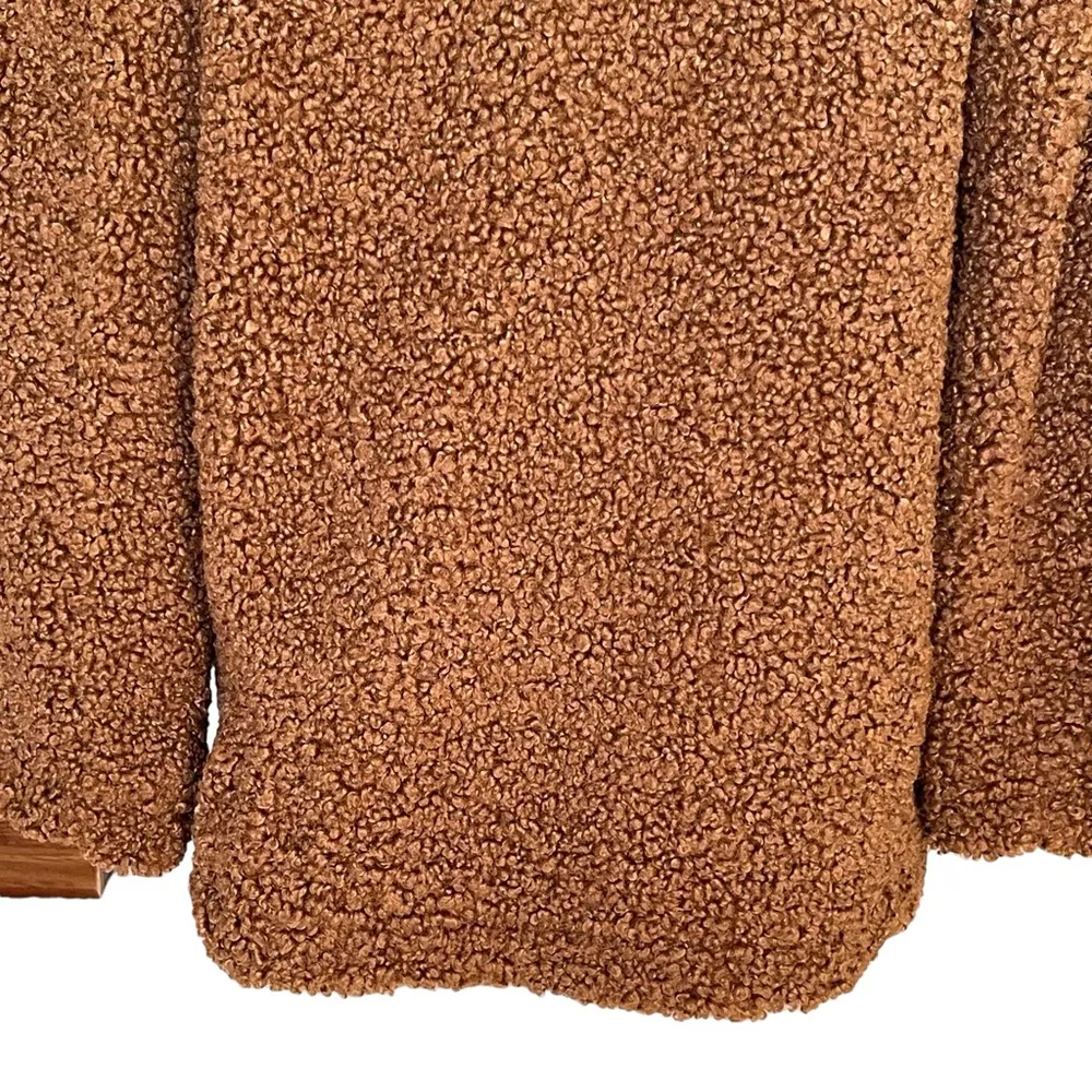 Max Studio Women’s Faux Fur Shearling Teddy Bear Coat Size S Brown Collarless - Image 6