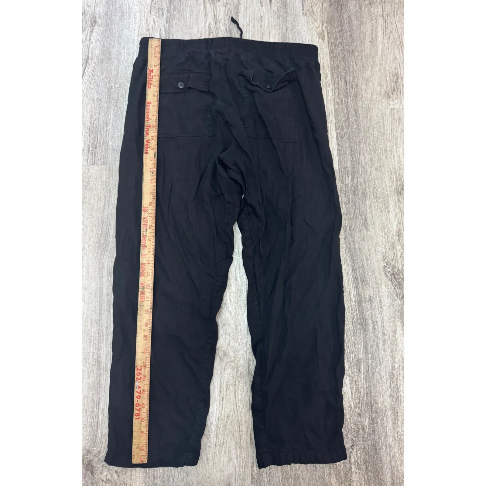 Kut‎ From The Kloth Drawcord Waist Crop Pants Black Linen Blend Size  XL - Image 7