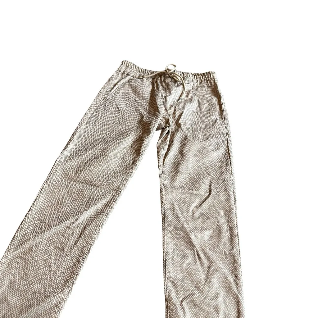 Bevy Flog Shely Bronze Snake Pants Drawstring Waist Full Length Size 25 Women's Tan - Image 7