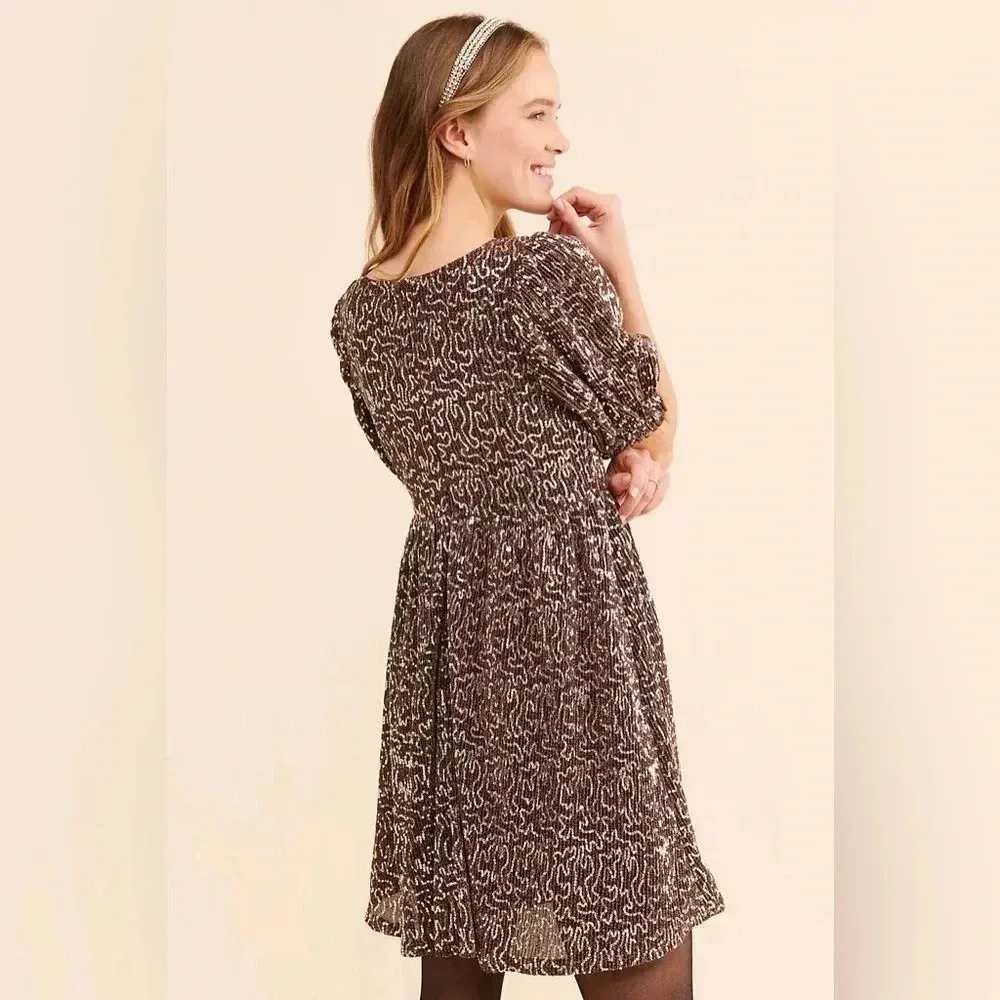 Anthropologie Moon River Sequin Babydoll Mini Cocktail Dress Size S Small NWT - Image 3