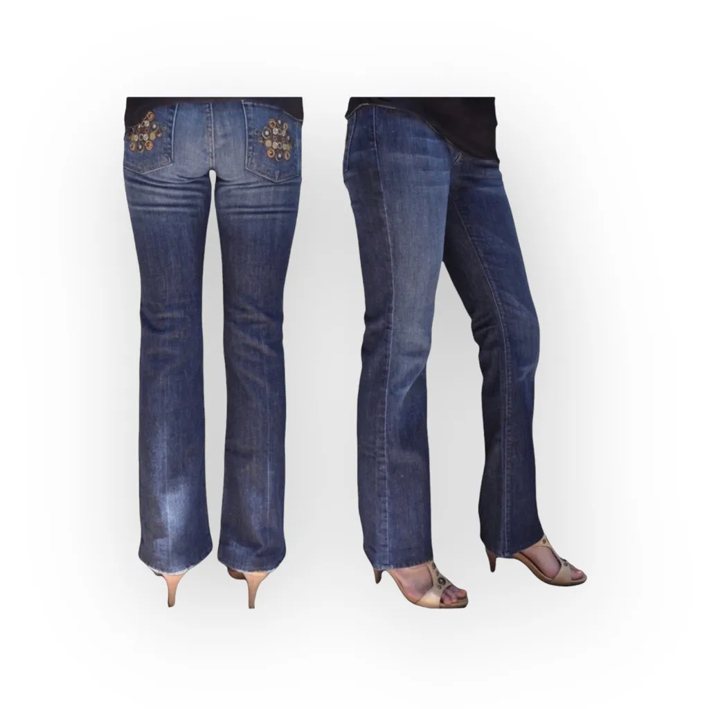 new 7 For All Mankind® ☯︎︎ Medallion Embroidered Bootcut Jeans ☯︎︎ Dark Denim 25 - Image 4