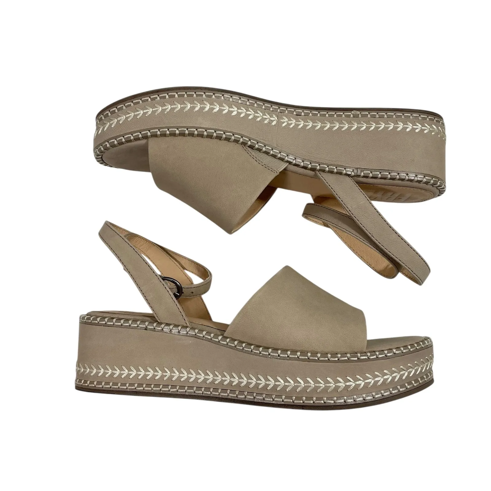 NEW FRYE Joy Ankle Strap Platform Sandal Clay Espadrille Wedge‎ Shoes Size 9 - Image 3