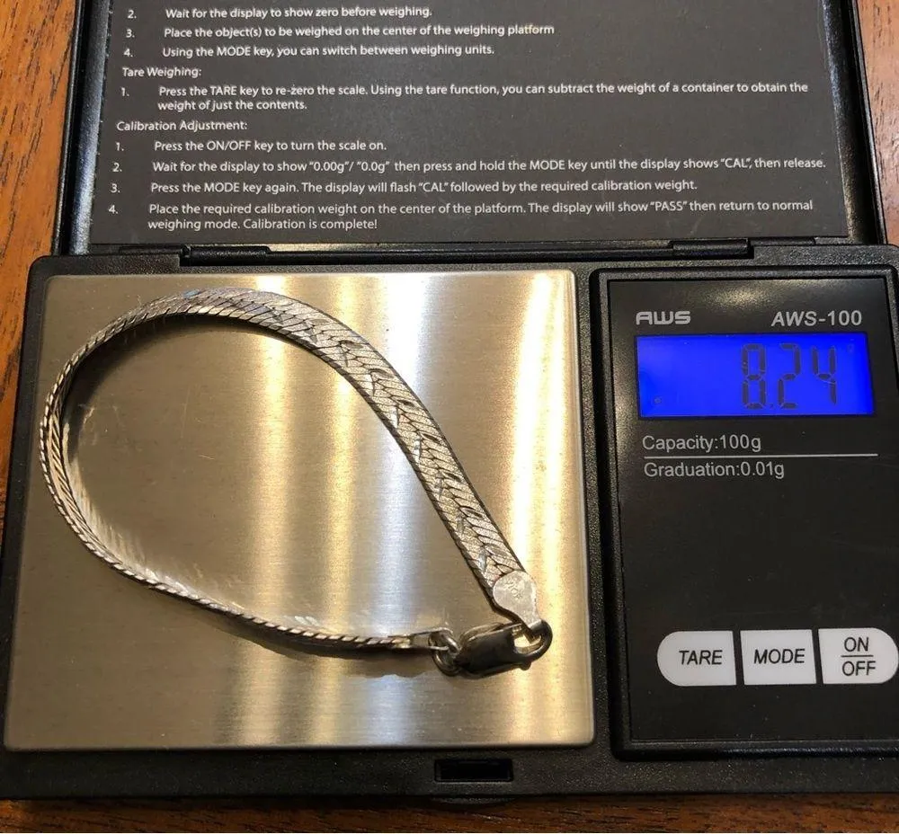 Sterling Silver Herringbone Bracelet 6mm Wide 8 grams - Image 9