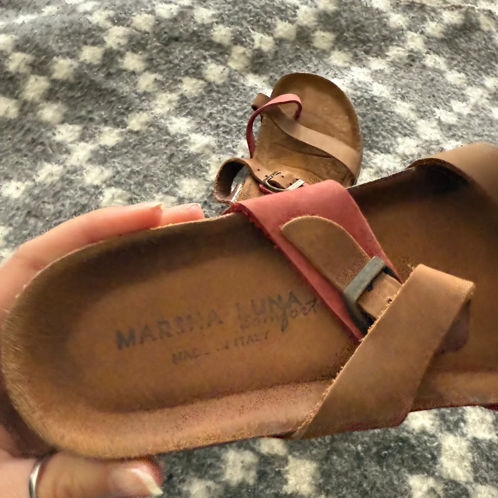 Marsha‎ Luna Comfort Sandals Women’s 9.5 Brown Red Leather Cork Footbed Italy - Image 4