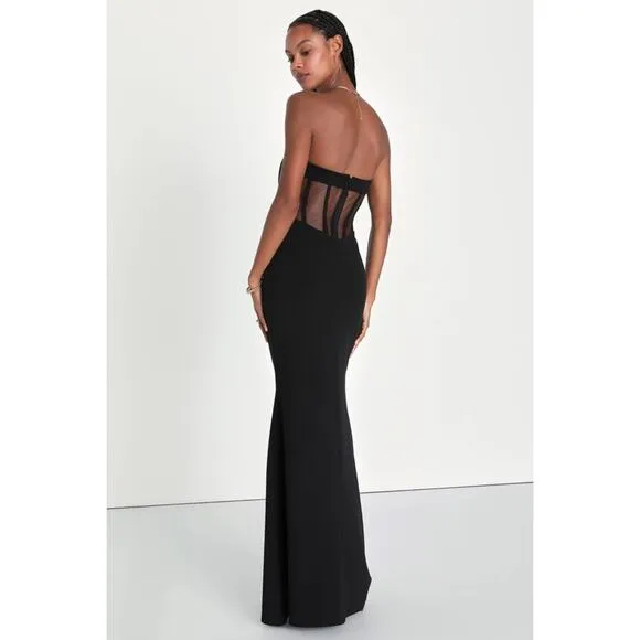 NWOT  Iconic Arrival Black Strapless Bustier Mermaid Maxi Dress Size M - Image 2