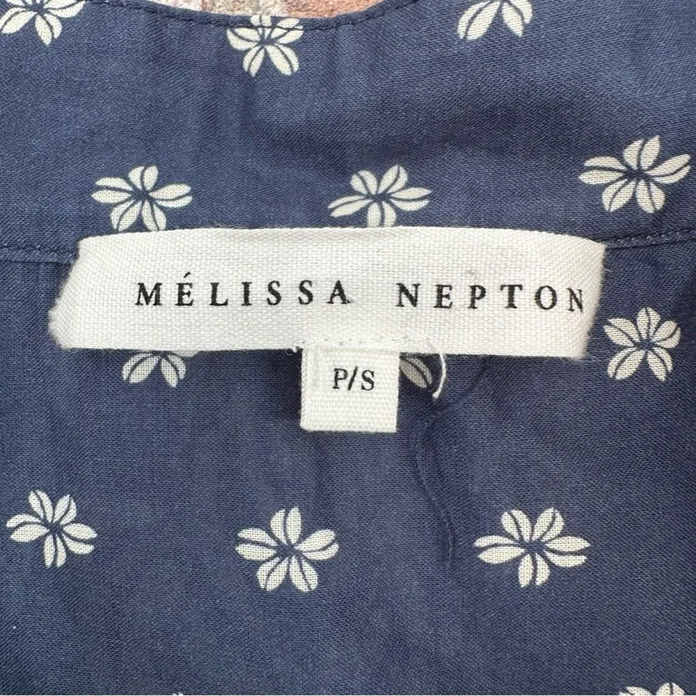 Melissa Nepton Brendon Blouse Bandana Blue White Balloon Sleeves Women’s Small - Image 5