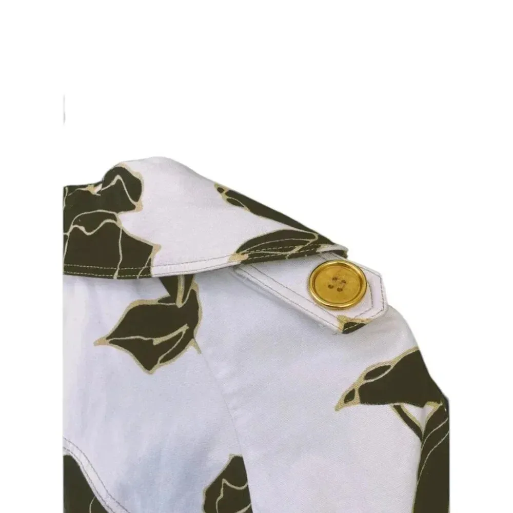 Cache Vintage Floral Cropped Jacket Balloon Sleeve Brown Cream Large EUC - Image 13