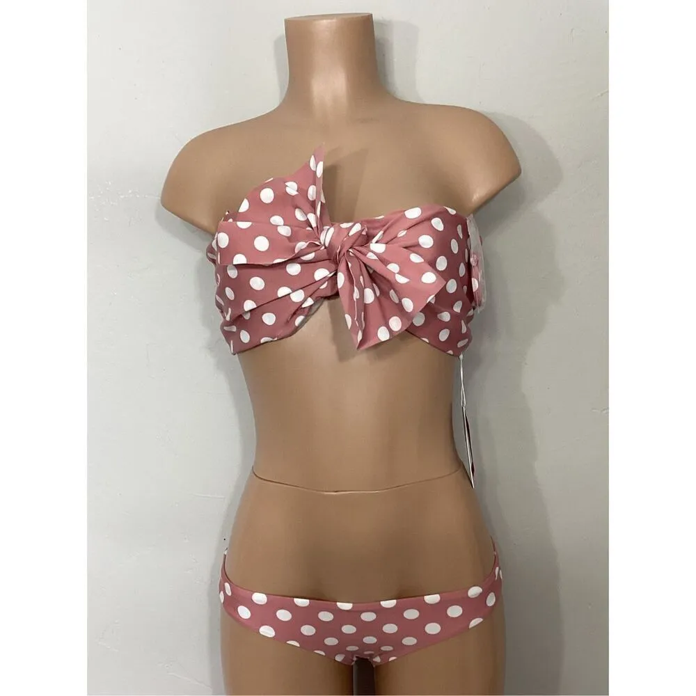 New. Pilyq Milly Dot bikini set.  D-cup/M-bottom. MSRP $169 - Image 6