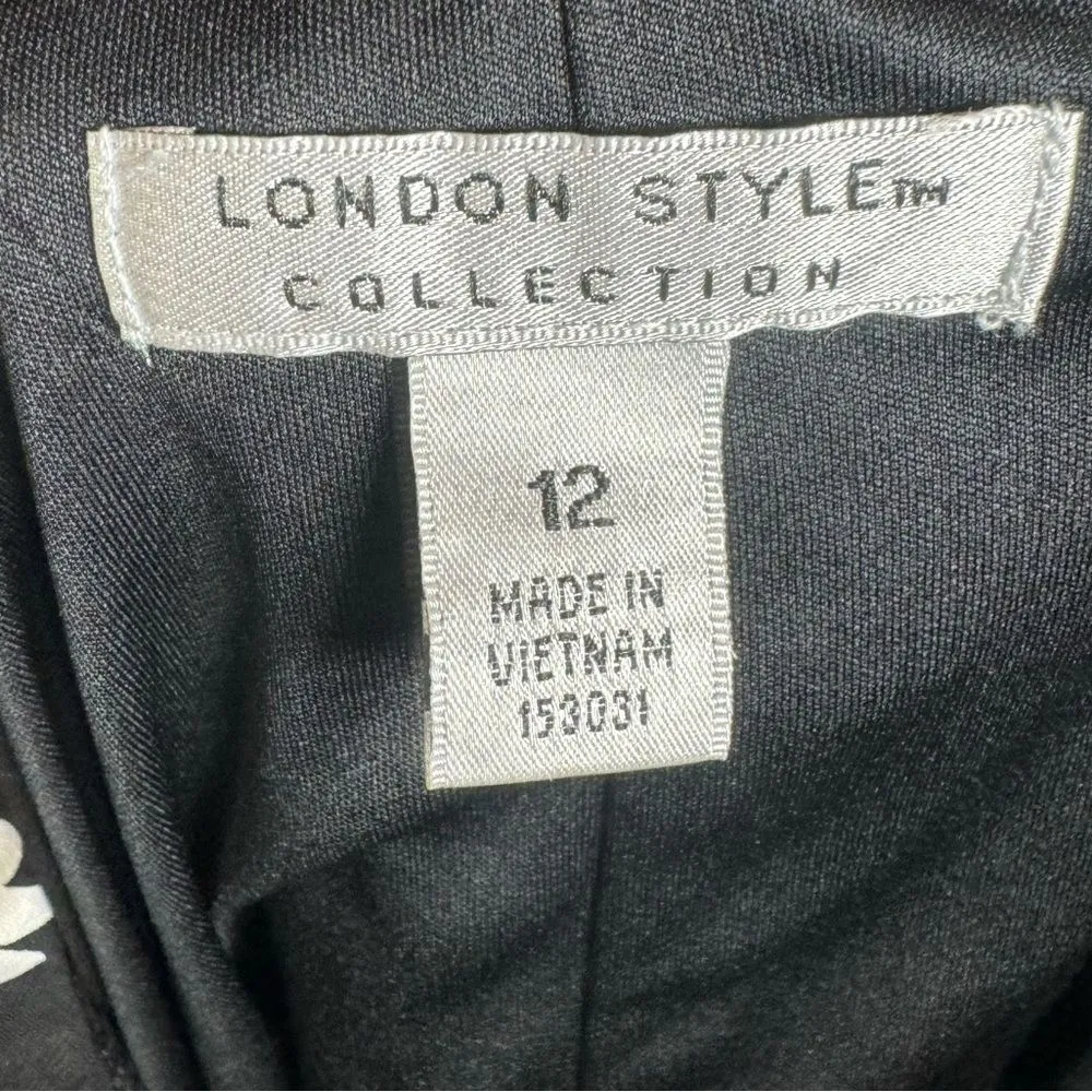 London Style Collection black pink and white tie front floral dress size 12 - Image 5