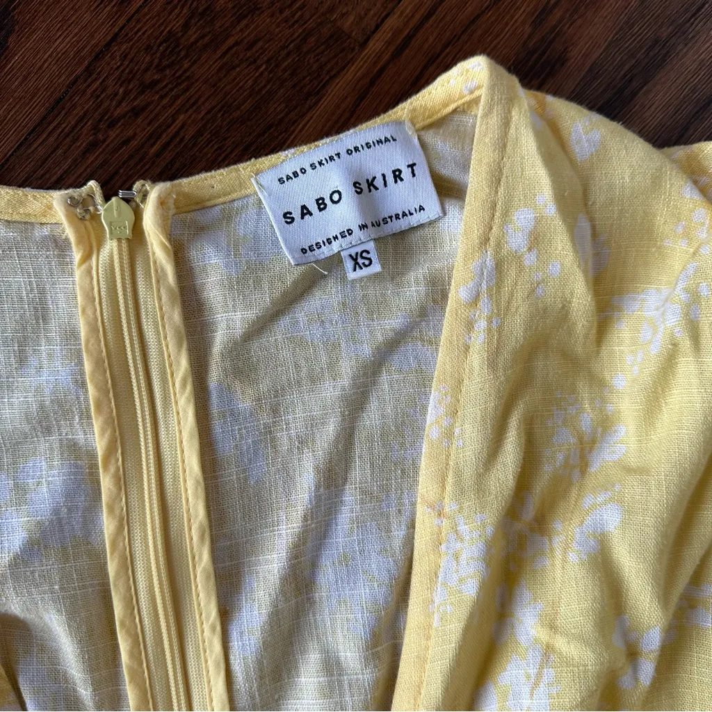 Sabo Skirt Lulu Dress in yellow with a floral print XS | Long sleeve - Image 5