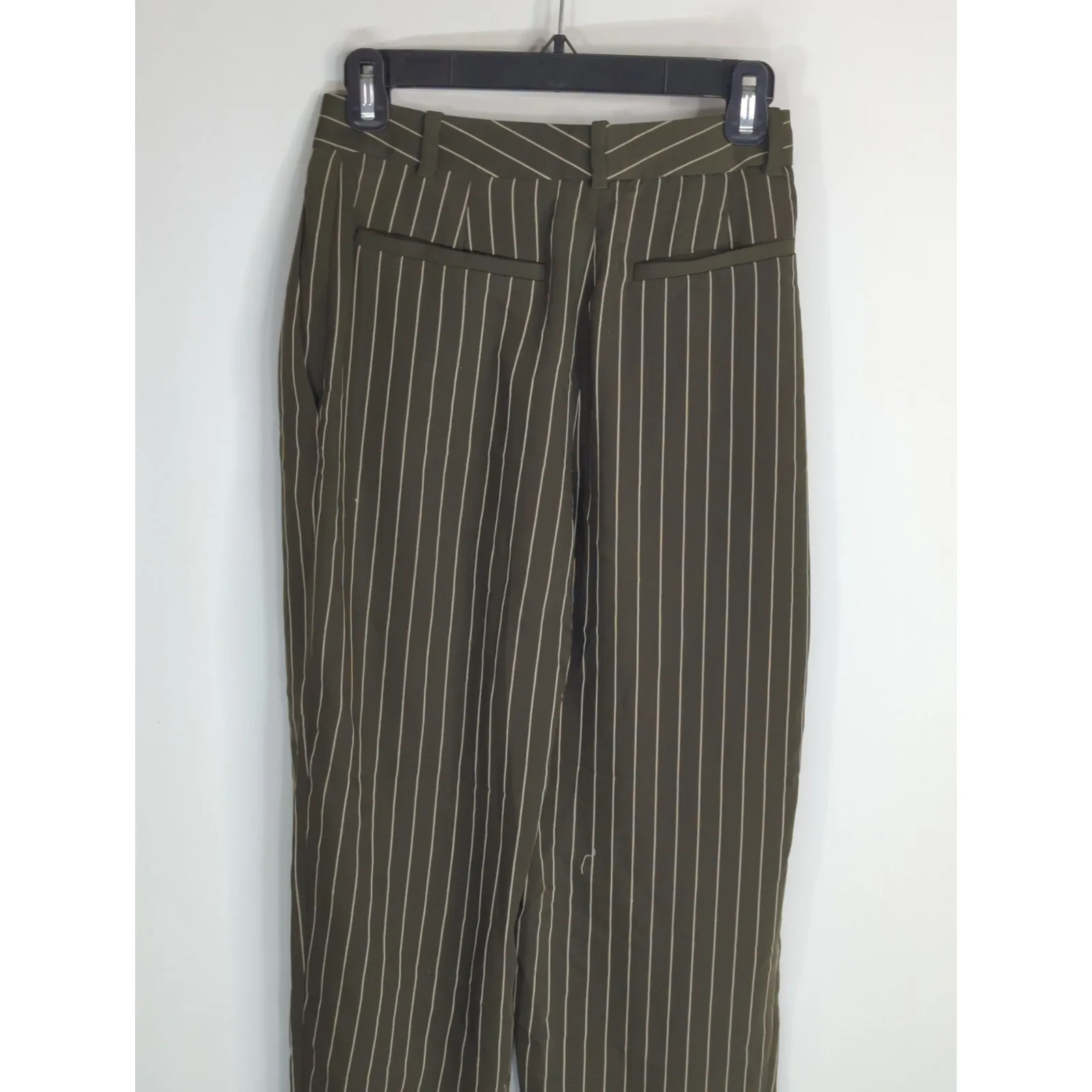 Aritzia Babaton Olive Green & White Striped Modesto Pinstripes Pants Women's 4‎ - Image 8