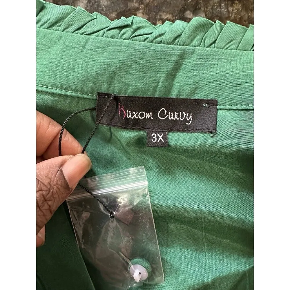 Buxom Curvy Maxi Dress Button Up Tiered Layered Ruffles Sz 3X Boho NWOT READ Green - Image 8