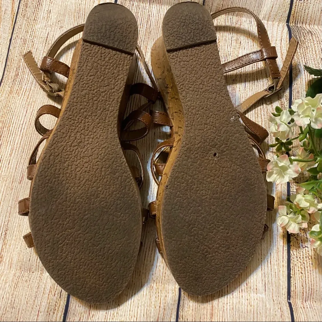 Jelly Pop Brown  Comfort Fit Cork wedge Heels - Image 3