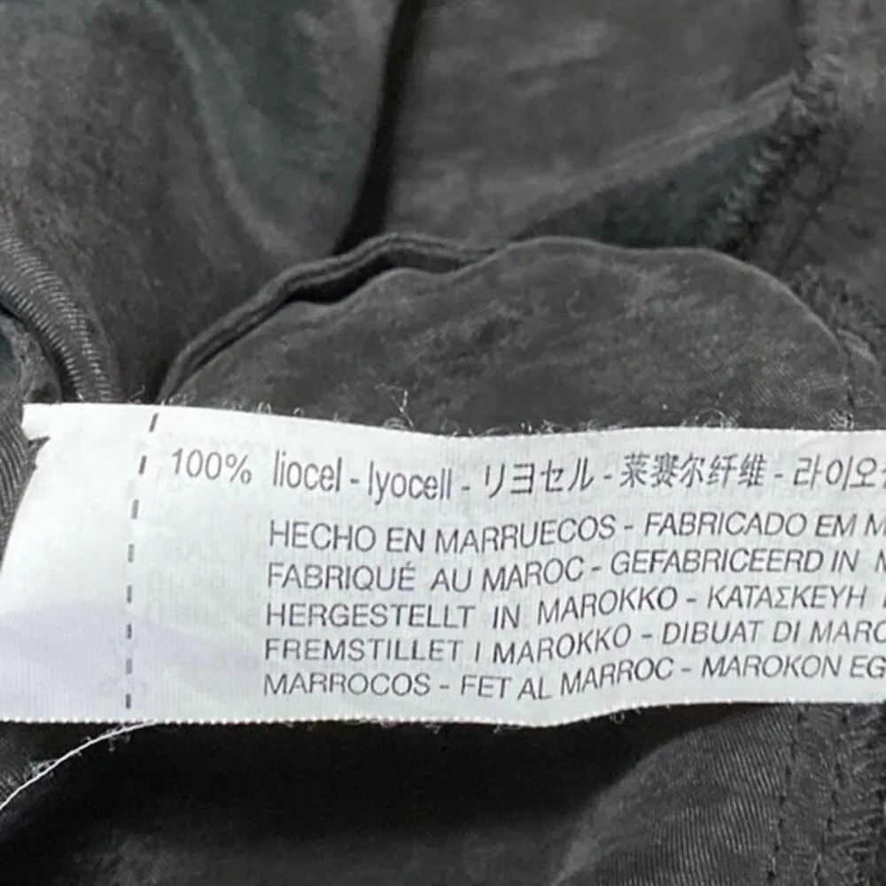 Zara Black Faux Suede Short Flutter Sleeve Zip Ruffle Mini A-Line Dress Size M - Image 4