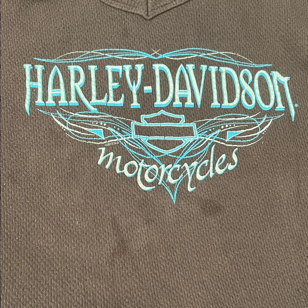 Harley Davidson Waffleknit Graphic Hoodie Brown Size XL - Image 2