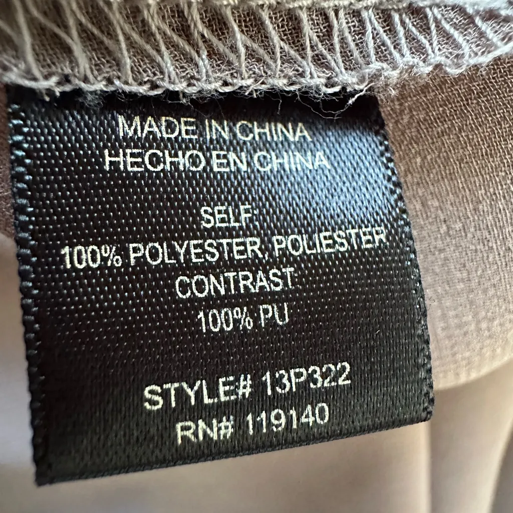 Double Zero Olive Faux Leather and Chiffon Vest (917) - Image 9